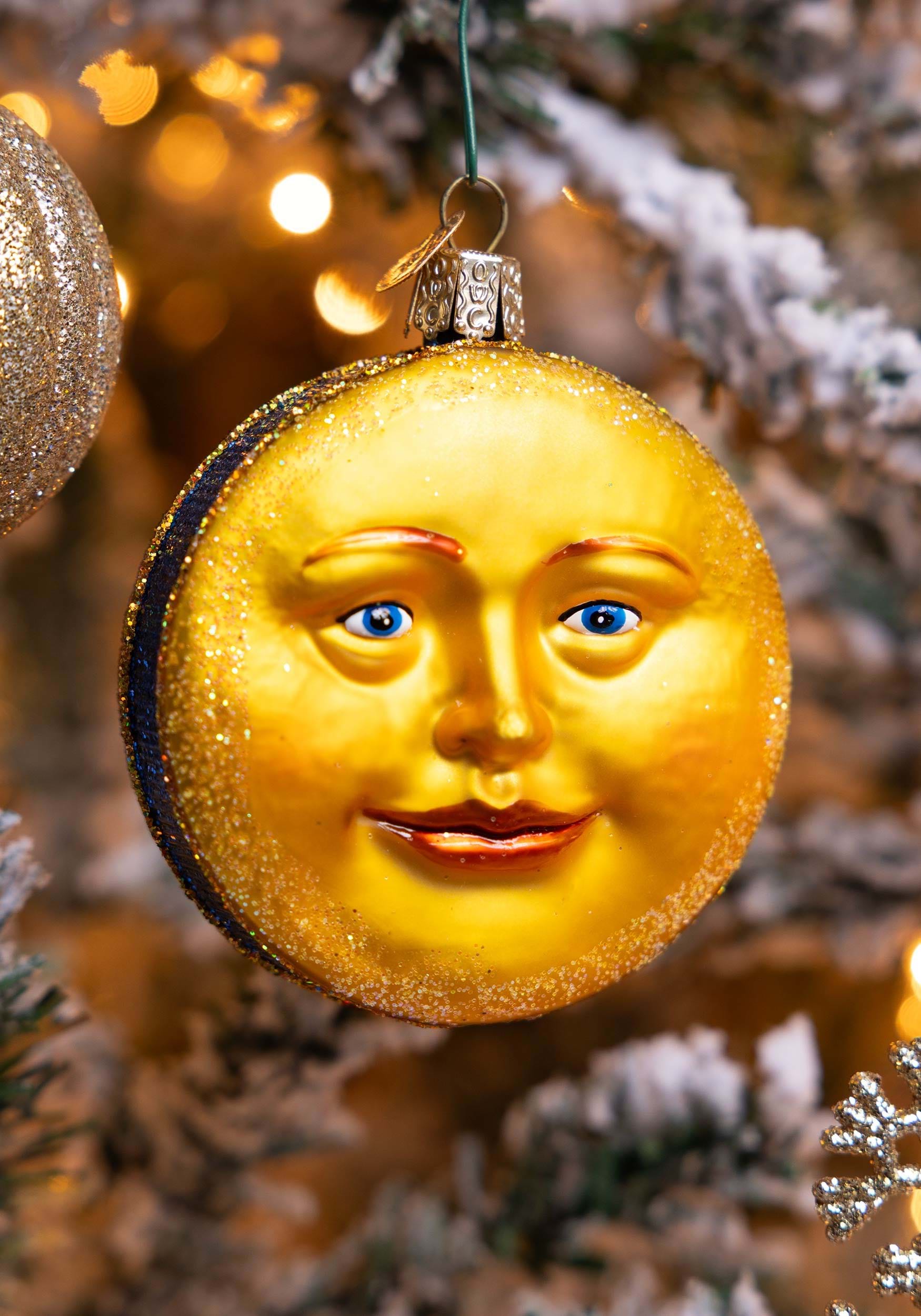 Glass Blown Man In The Moon Ornament