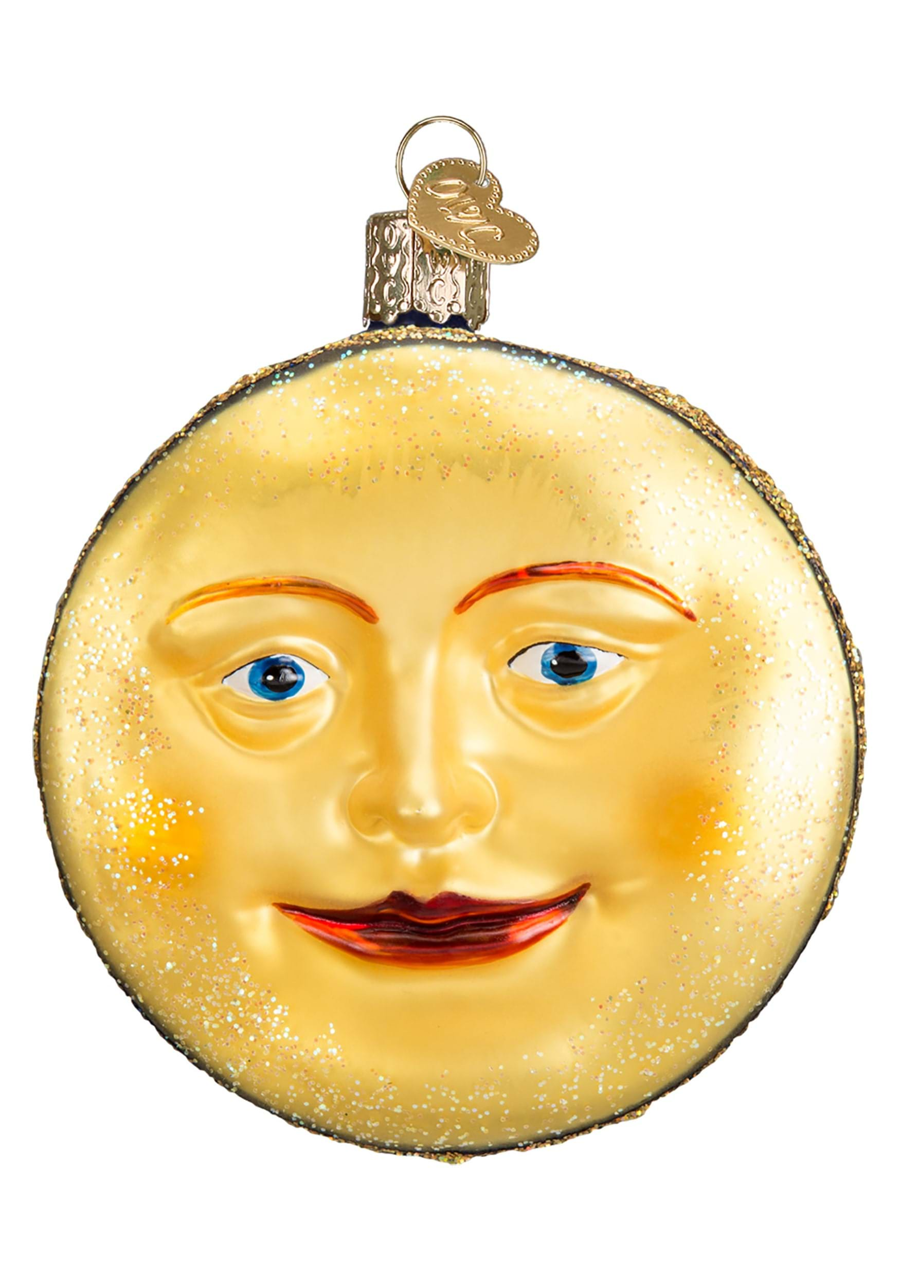 Glass Blown Man in the Moon Ornament