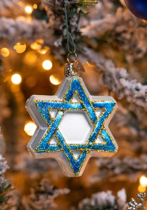 Star of David Glass Blown Hanging Ornament