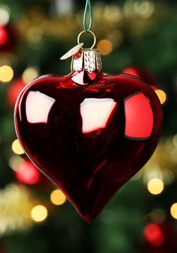 Shiny Red Heart Glass Blown Ornament-0