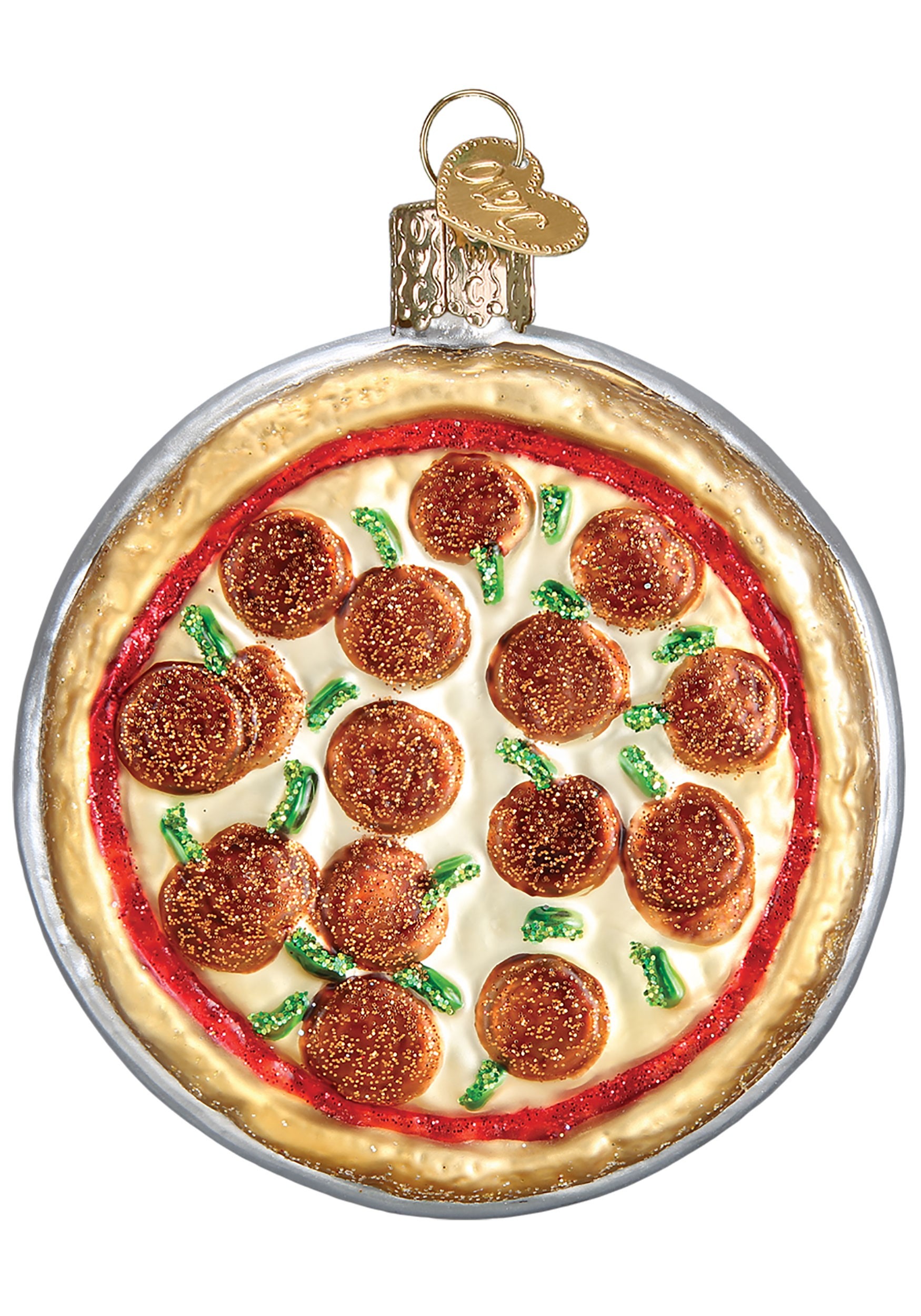 Pizza Glass Blown Christmas Ornament