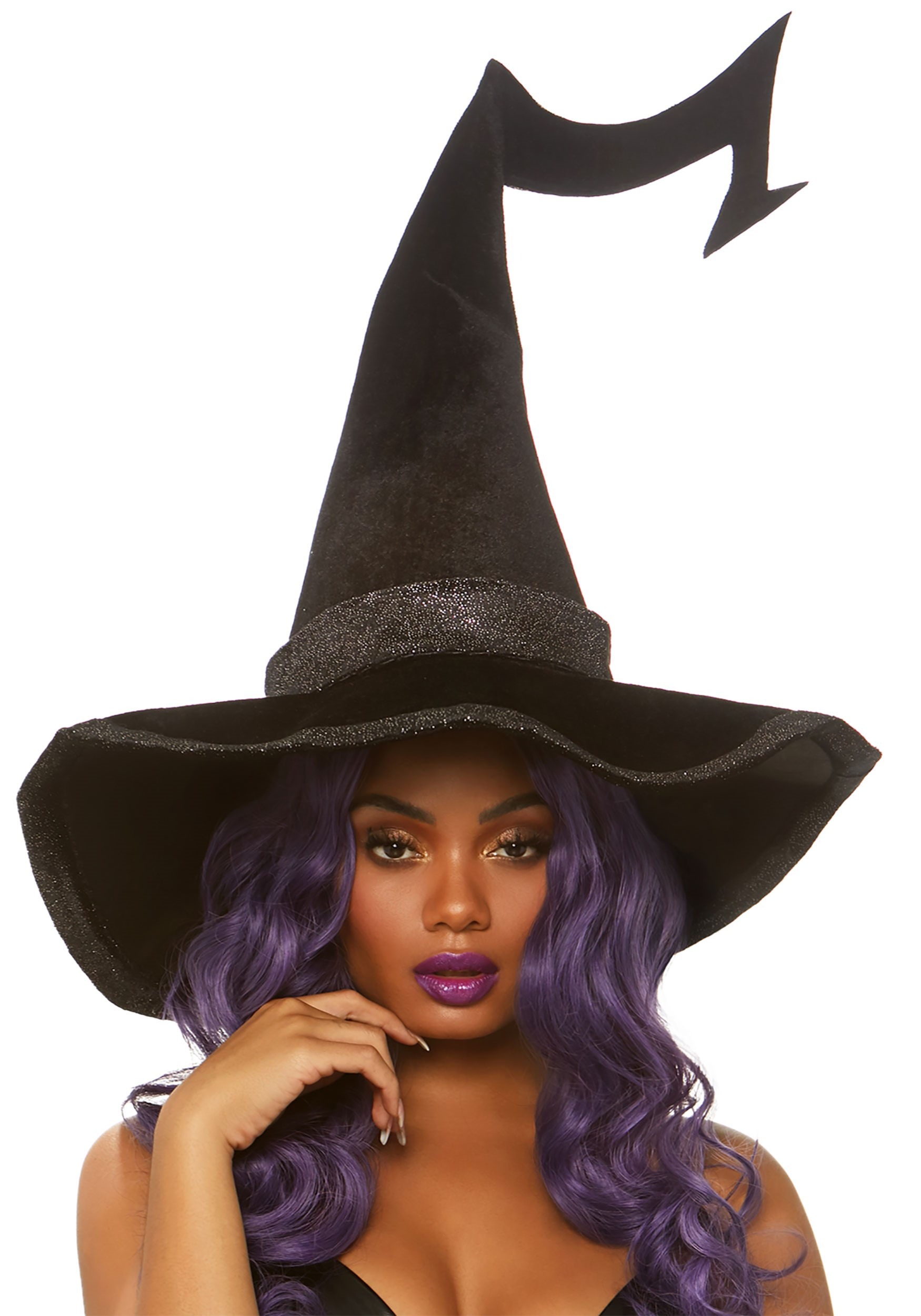 Velvet Bewitched Witch Hat with Brim