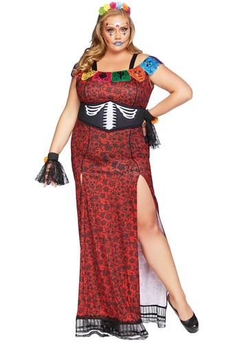 Womens Plus Size Deluxe Day of the Dead Beauty Costume