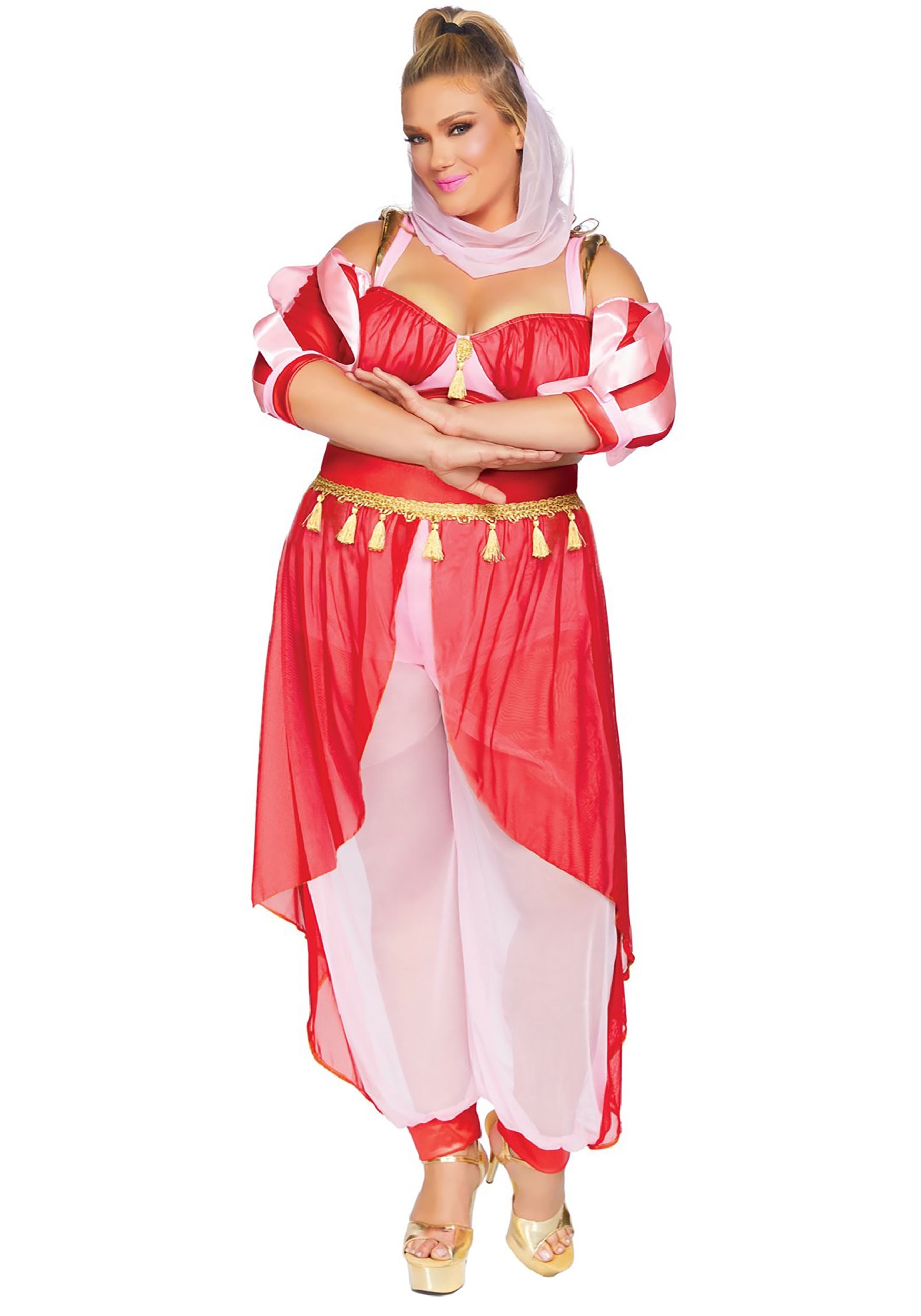 Photos - Fancy Dress MKW Leg Avenue Plus Size Women's Dreamy Genie Costume Pink/Orange LE86859X 