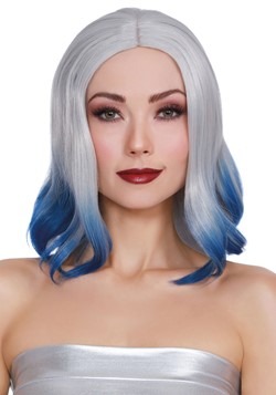 Grey and Blue Dip Dye Wig for Adults