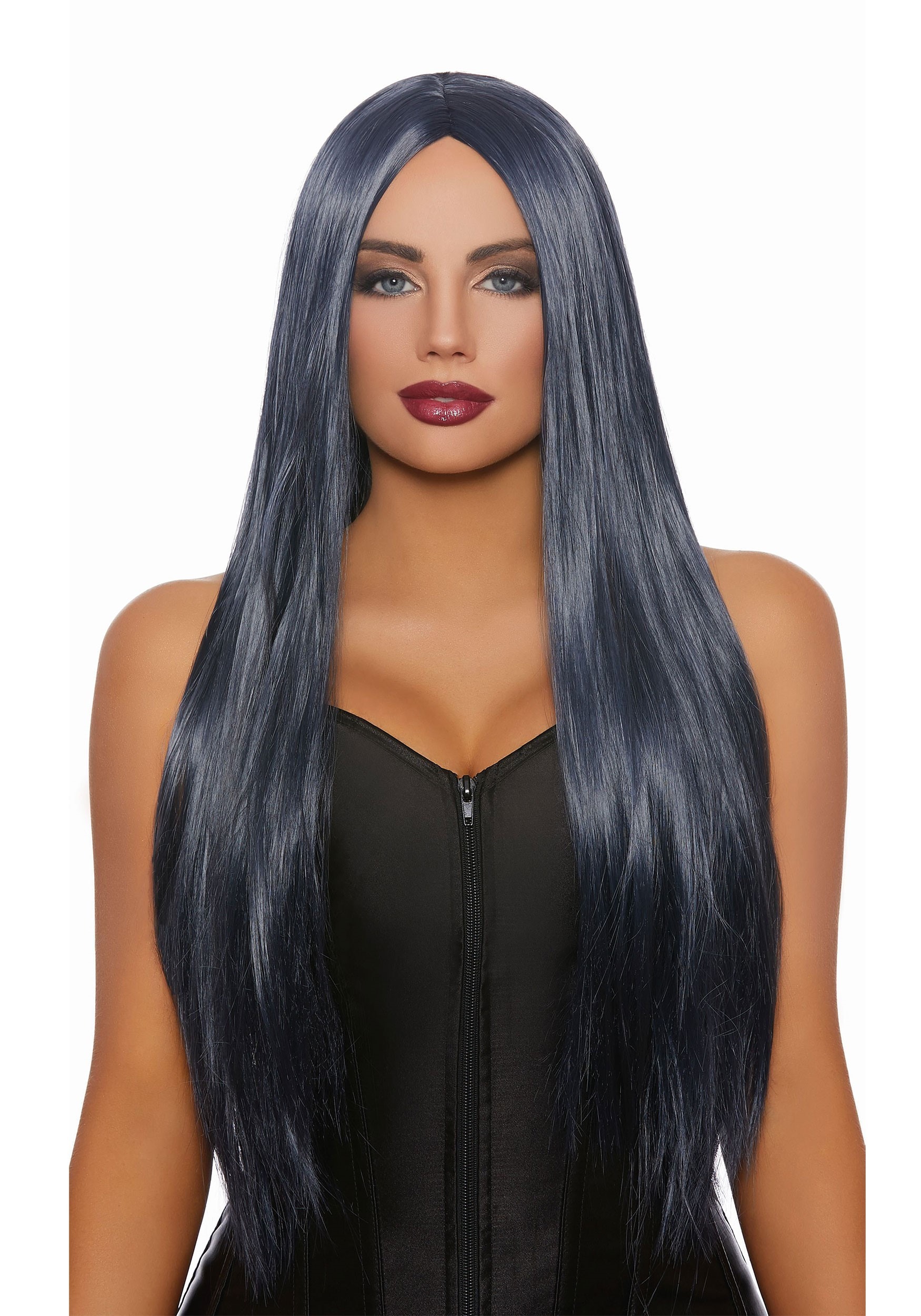 Blue/Gray Wig Long Straight