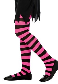 Child Pink and Black Striped Tights