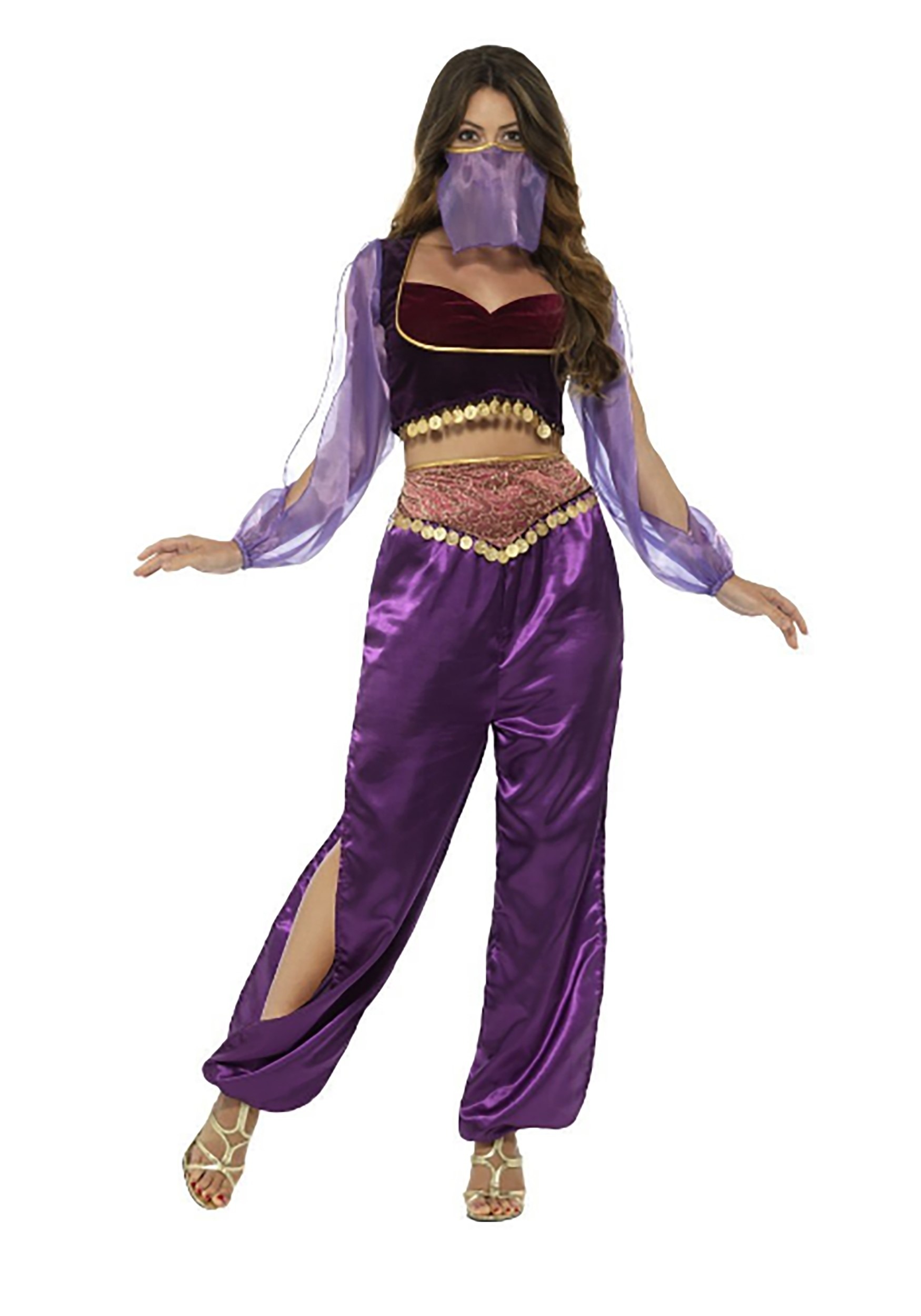 Photos - Fancy Dress Smiffys Purple Belly Dancer Women's Costume Orange/Purple SM24702