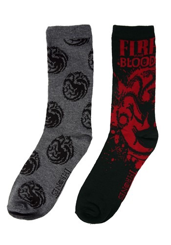 House Targaryen Game of Thrones Black Gray 2 Pack Socks