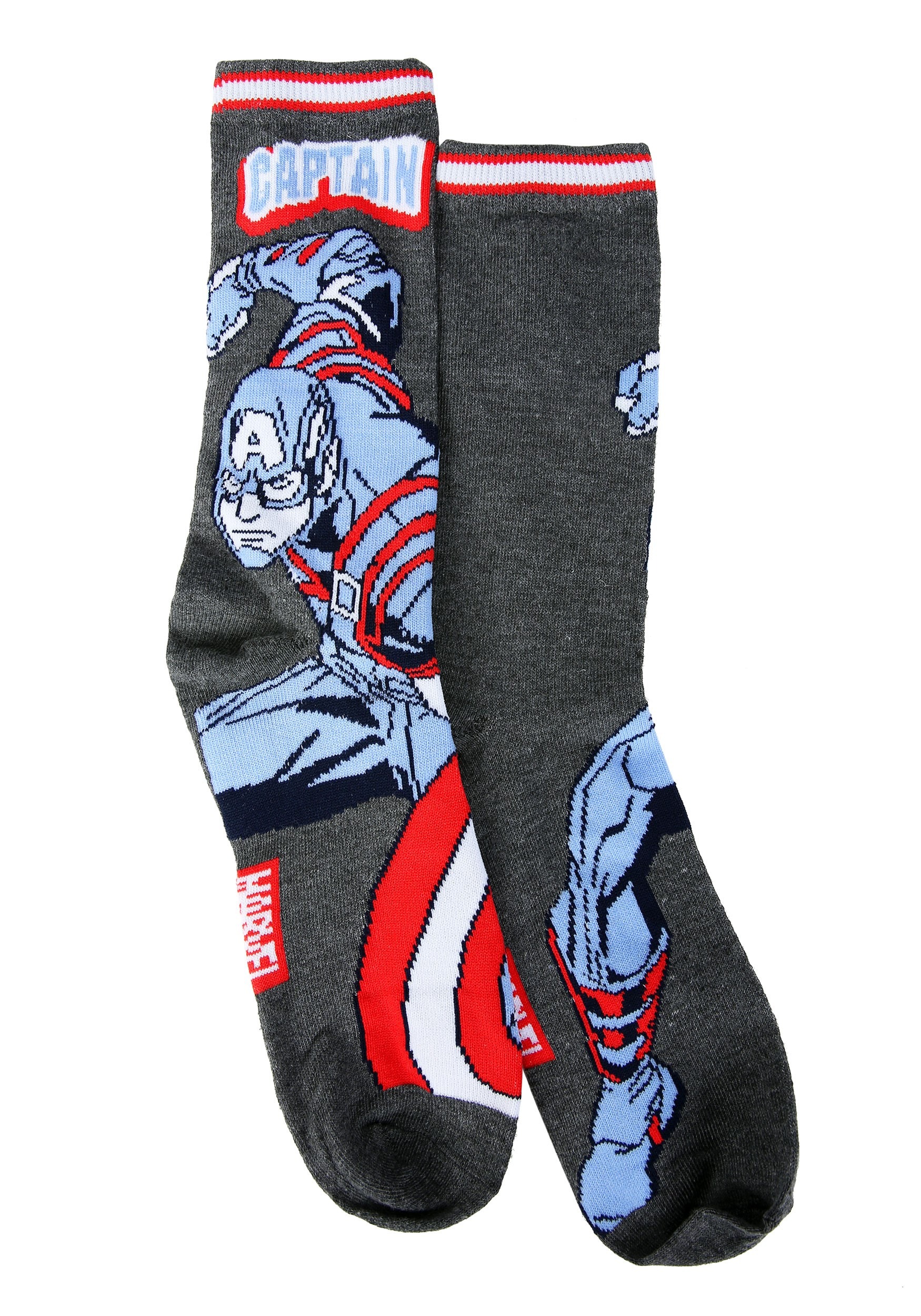 Casual Adult Captain America Navy/Gray 2-Pack Crew Socks