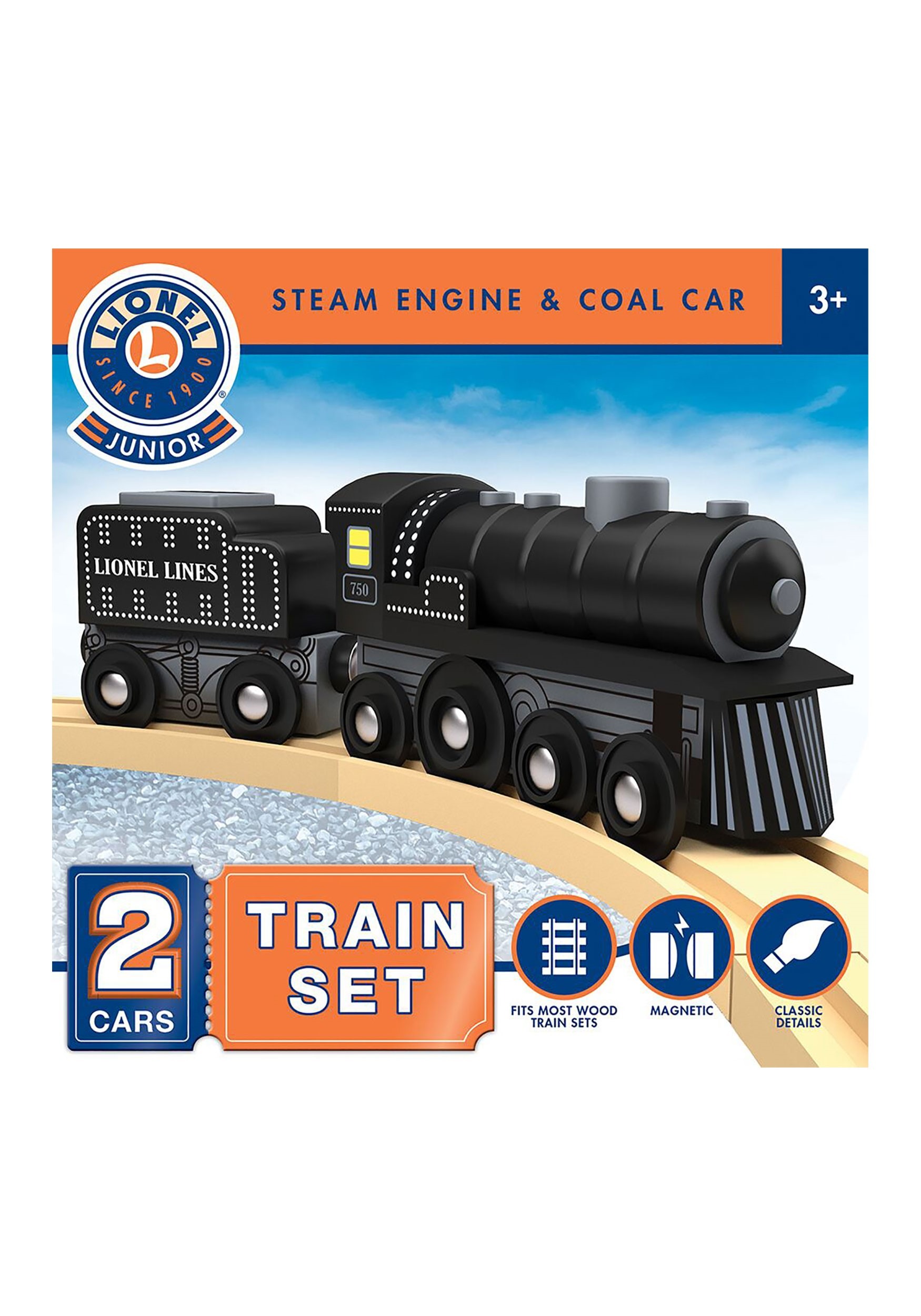 Lionel Wooden Steam & Coal Car Train Set for Kids