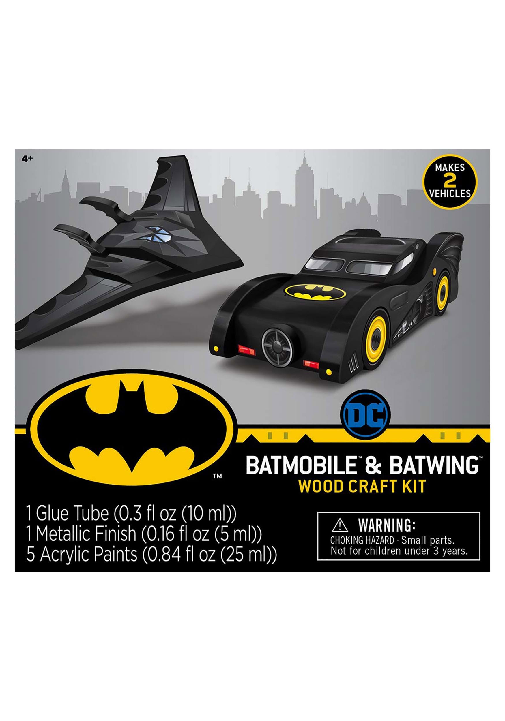 DC Batman Mini Wood 2-Pack Batmobile and Batwing Paint Set