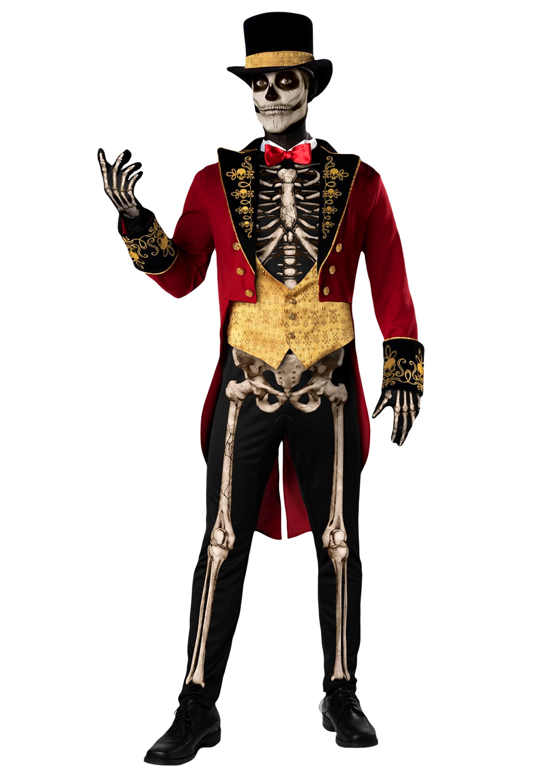 Photos - Fancy Dress Fun World Skeleton Men's Ringmaster Costume Black/Orange/Red FUCM1