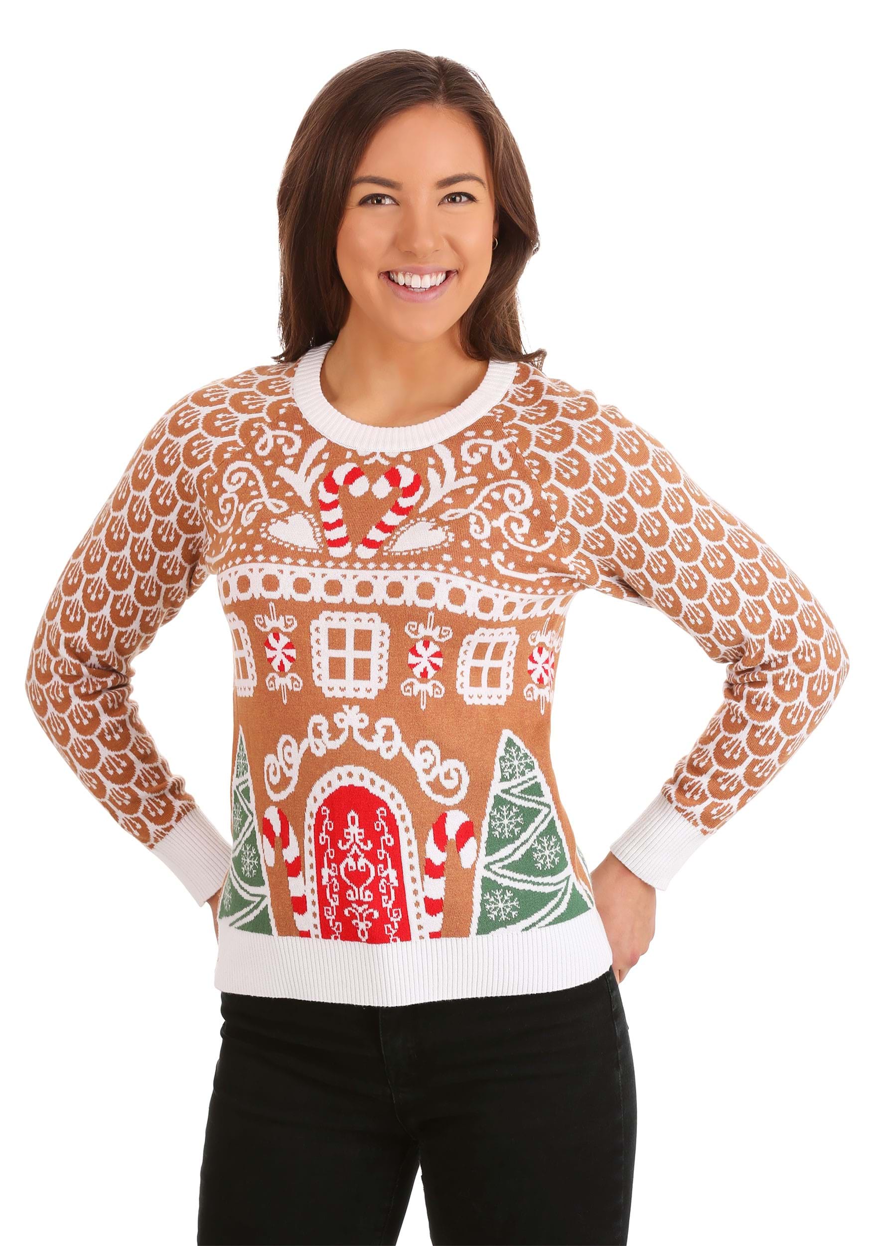 Gingerbread House Womens Ugly Christmas Sweater
