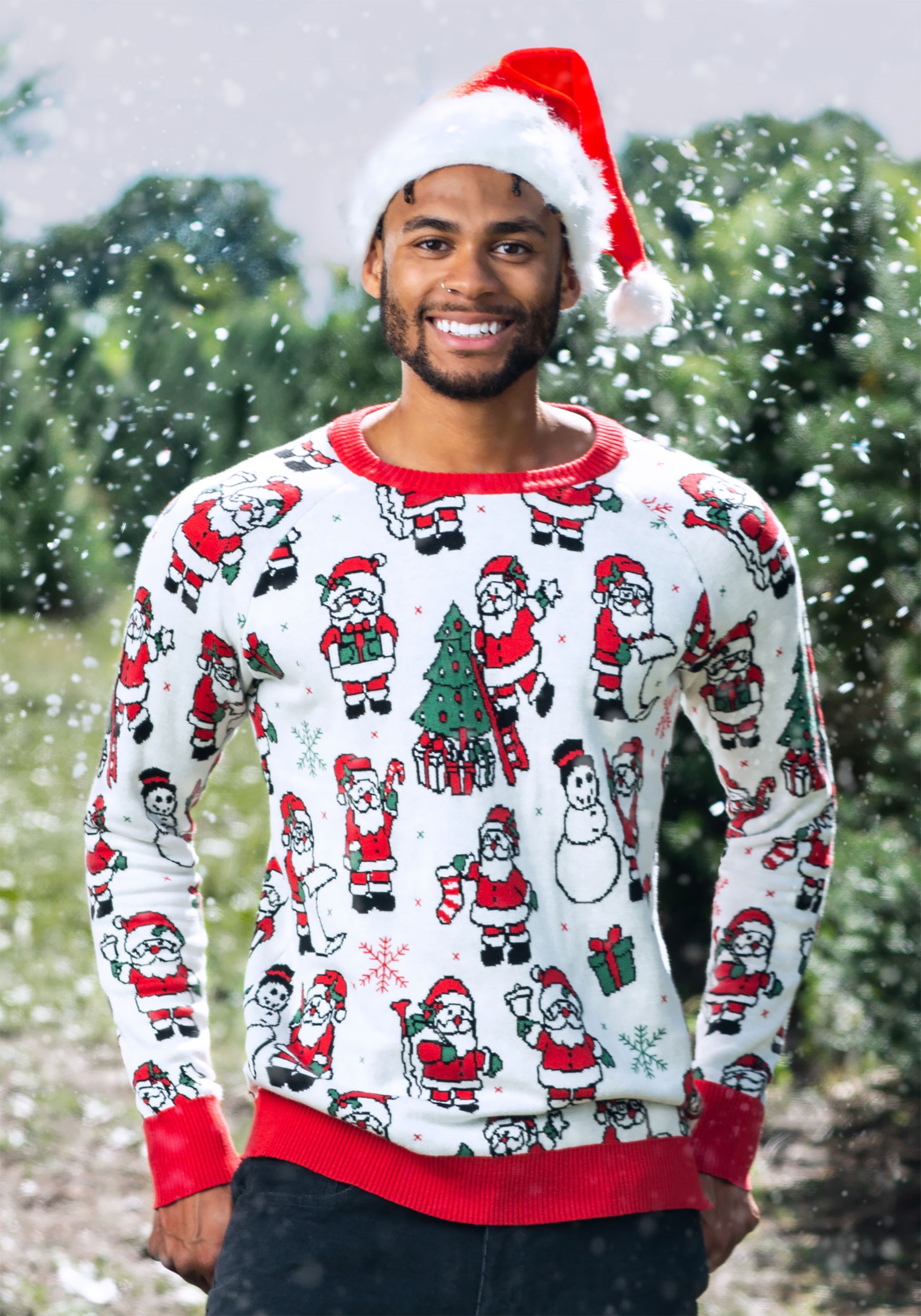 Overstige tack Endeløs Repeating Santa Pattern Adult Ugly Christmas Sweater