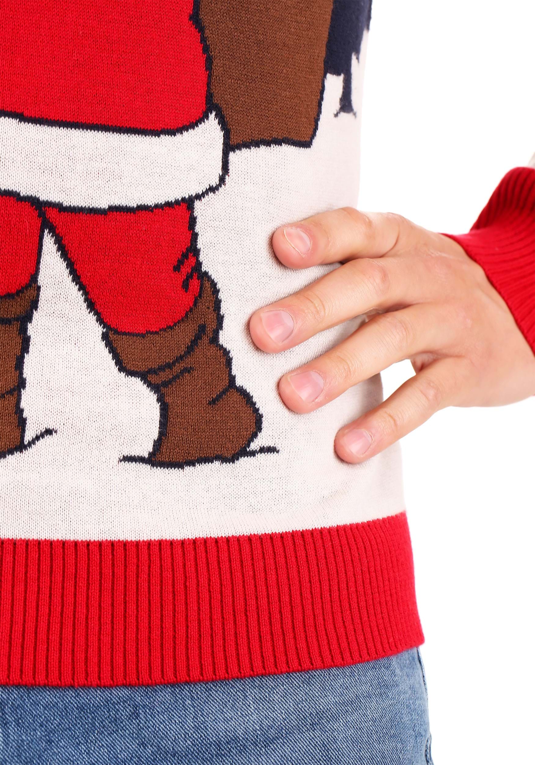 Vintage Santa & Reindeer Adult Ugly Christmas Sweater