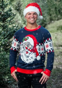 Adult Vintage Santa Ugly Christmas Sweater Alt 1