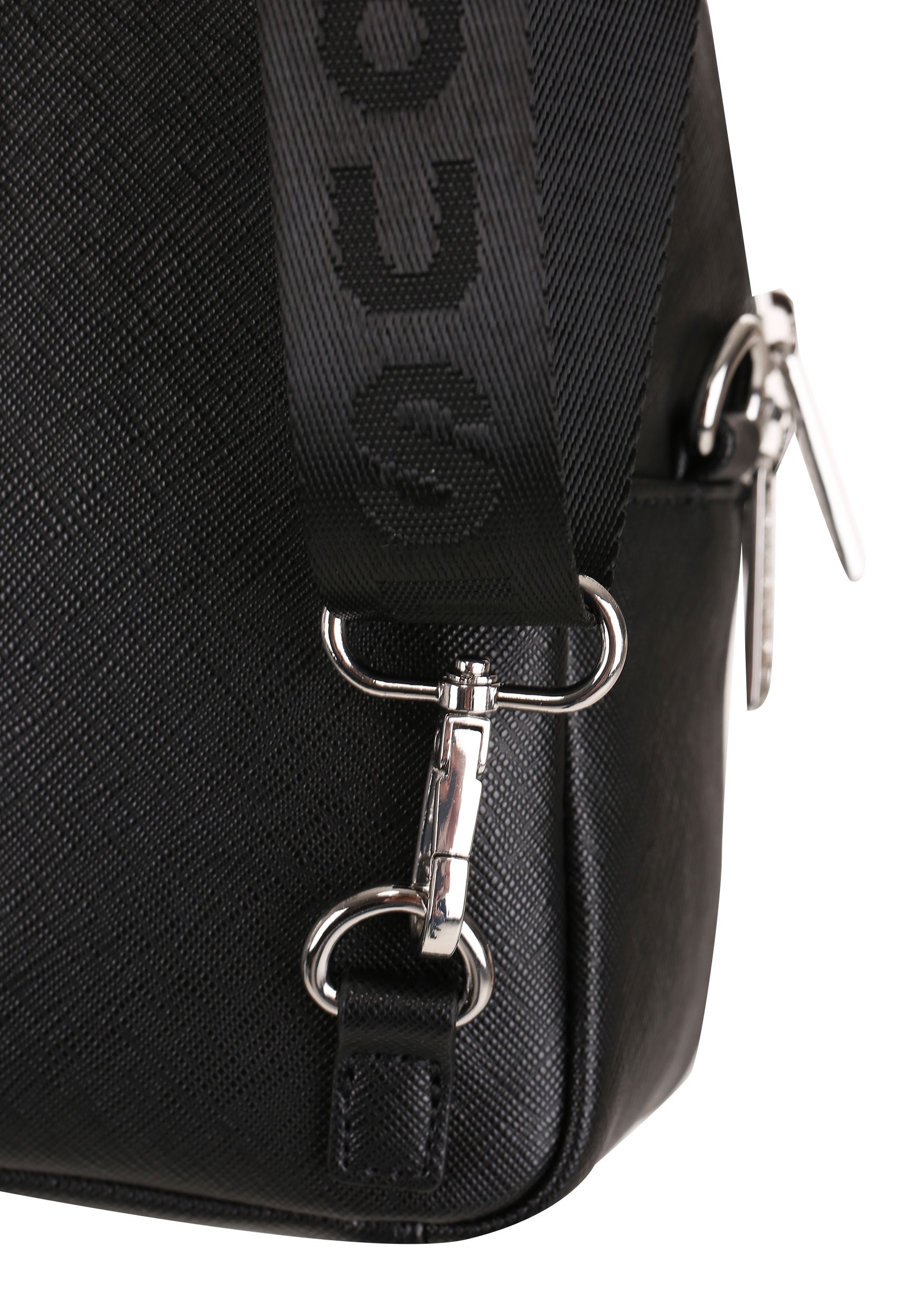 black faux leather mini backpack