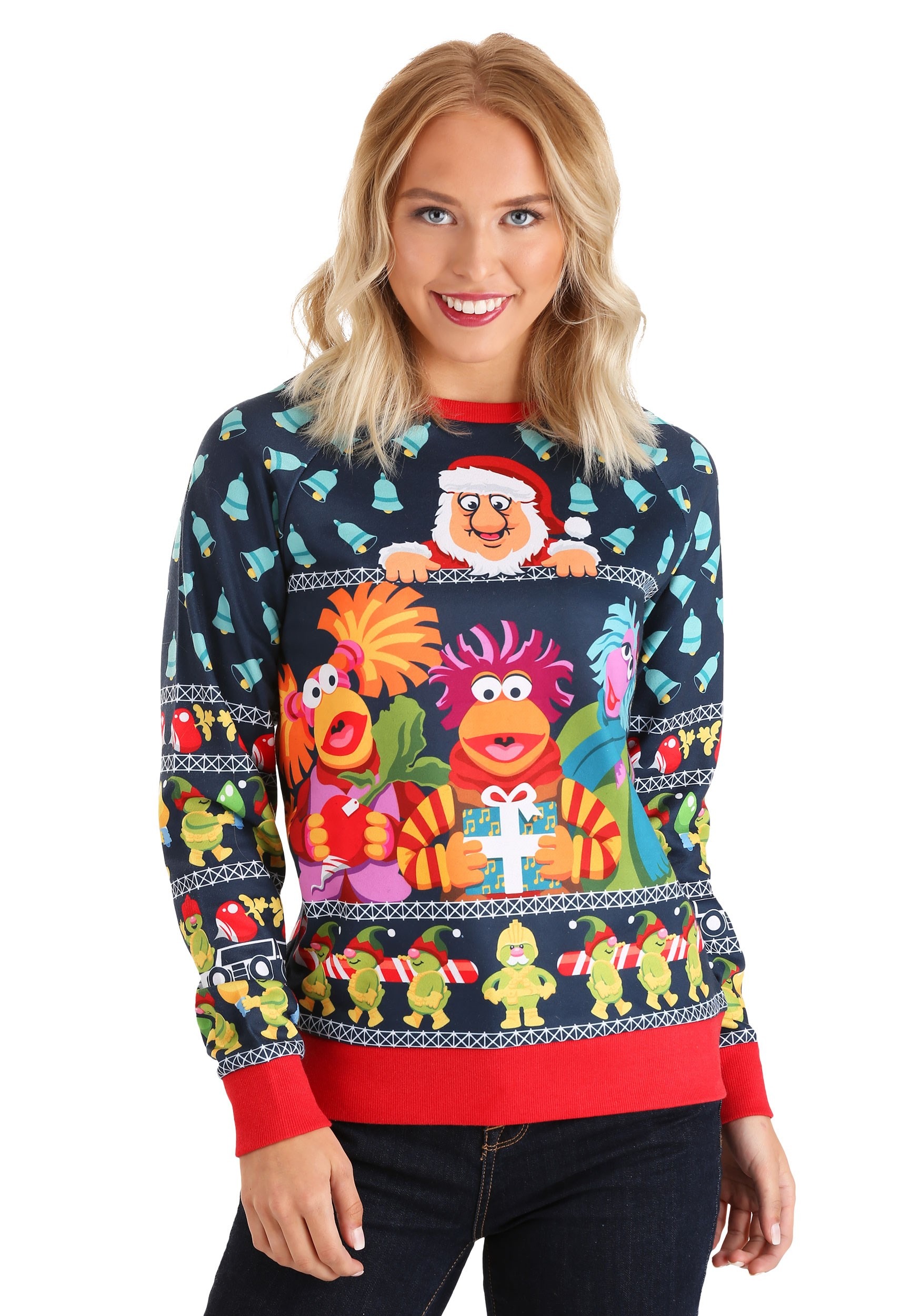 Fraggle Rock Sublimated Ugly Christmas Sweatshirt for Adults