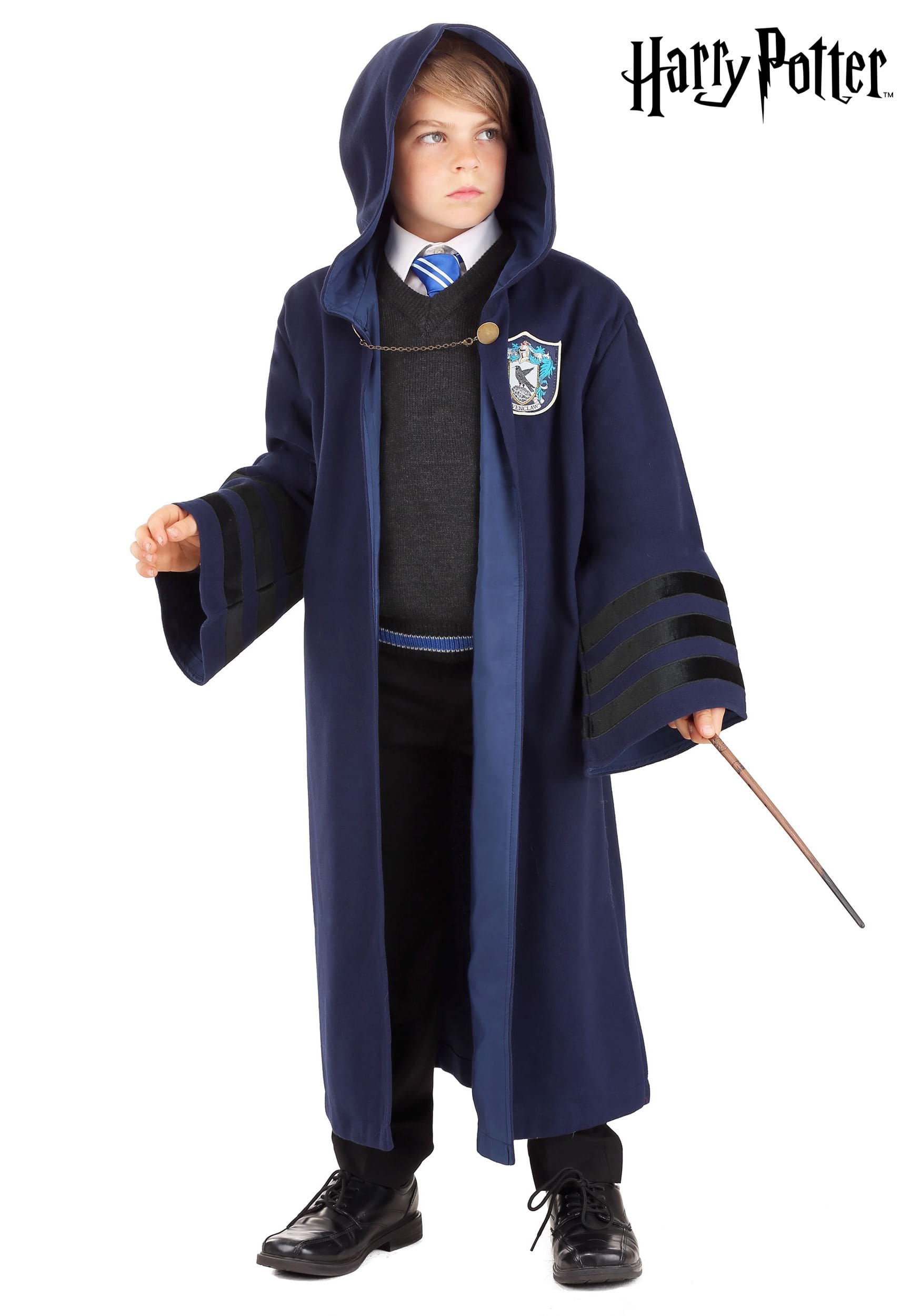 Harry Potter Ravenclaw Costume Black and Blue Long Robe with Hood 