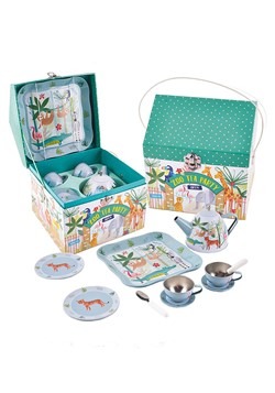 Jungle Animals Tea Set 11pc Tin in House Case