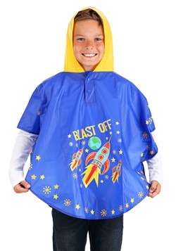 D C.Supernice Kids Rainwear Waterproof Jacket Children Space Rocket Printed Style Hooded Raincoat with Portable Storage Bag