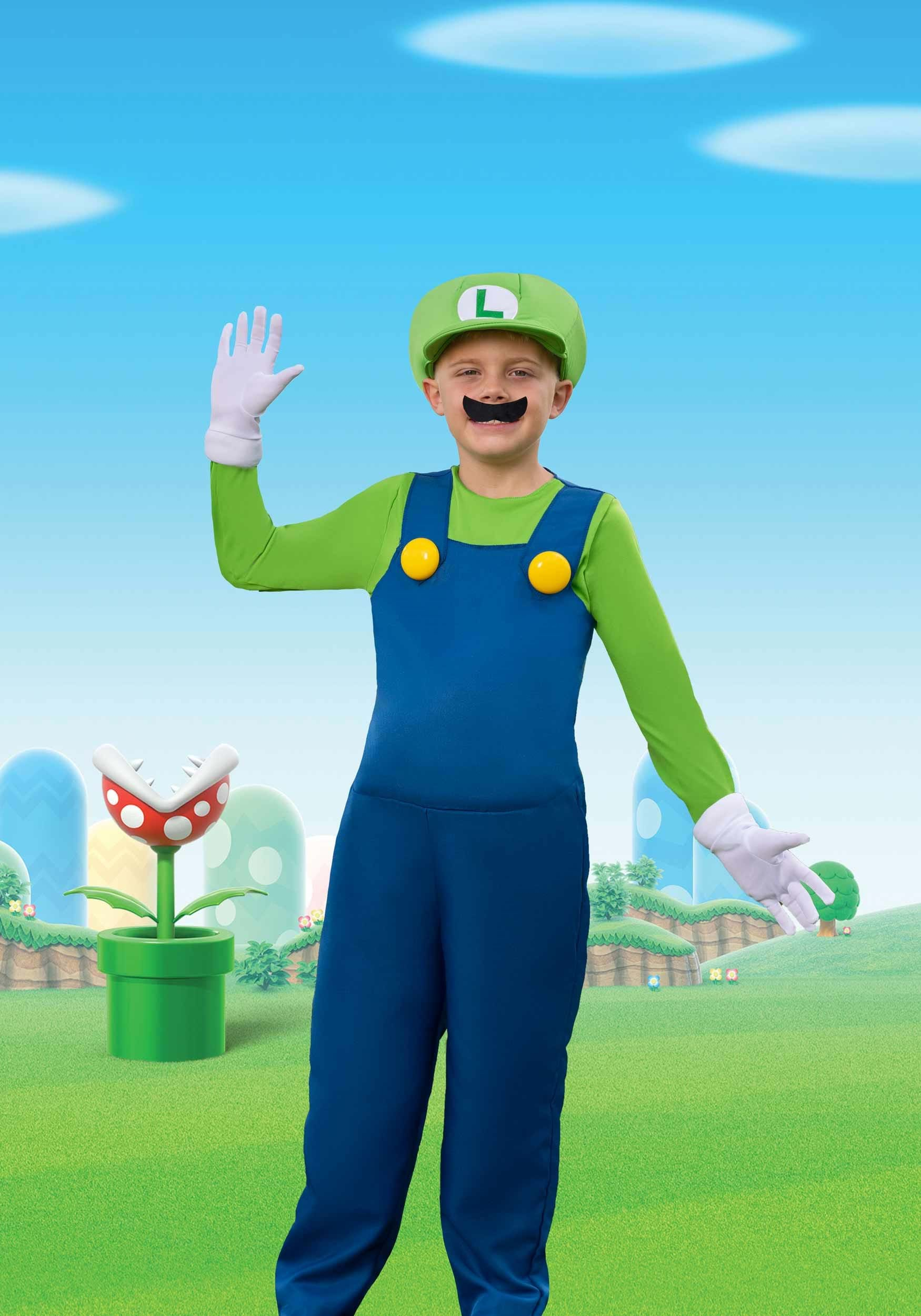 Boys Super Mario Brothers Luigi Deluxe Costume