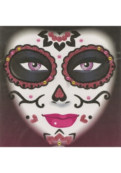 Day of the Dead Face Art Pink Glitter