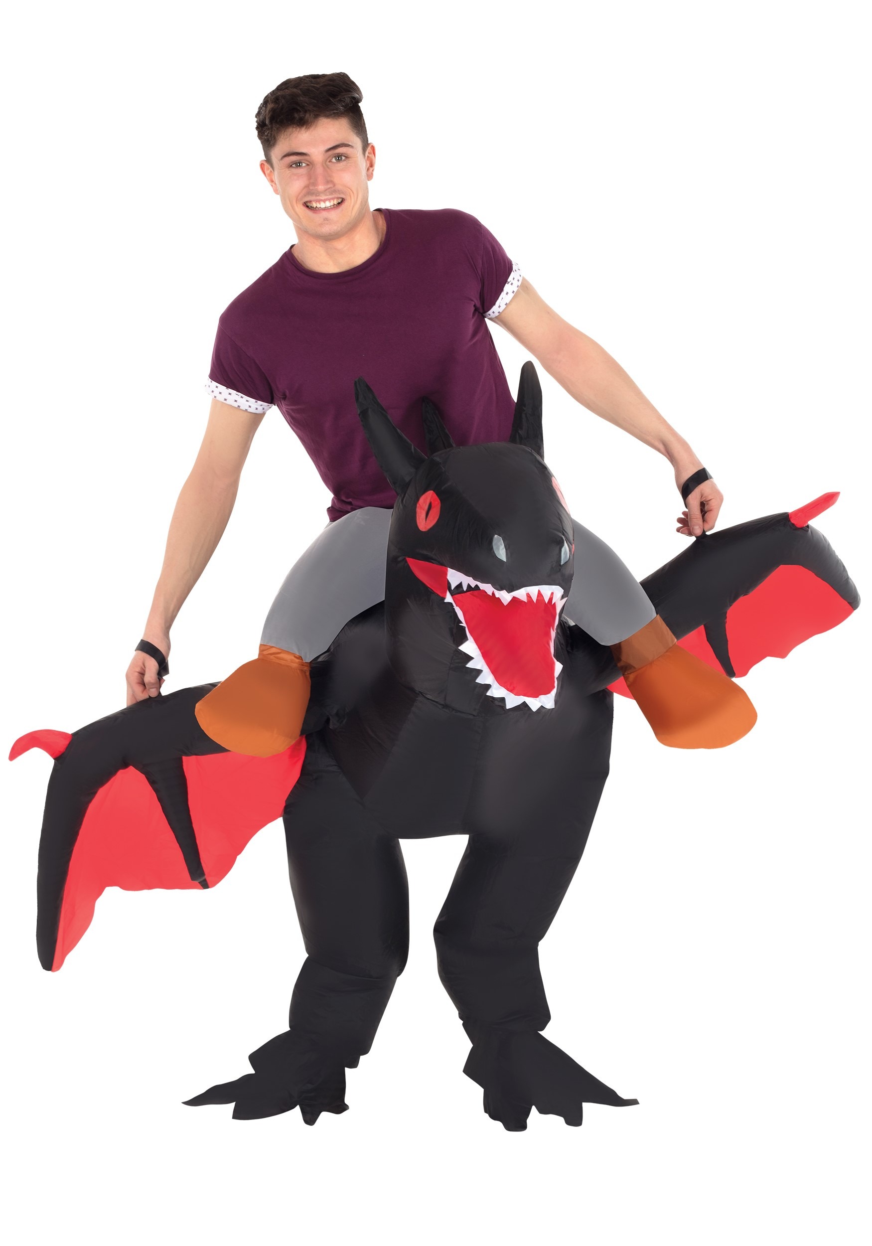 Funny Adult Inflatable Black Ride on Dragon Costume