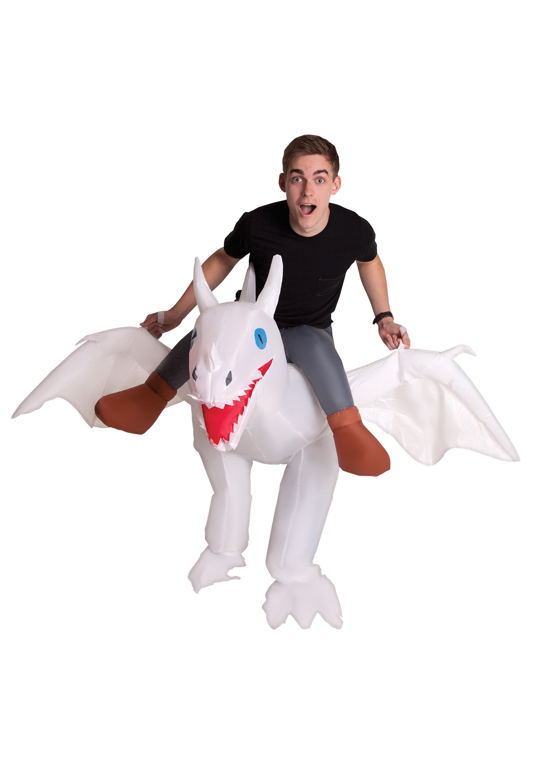 Inflatable White Ride on Dragon Adult Costume