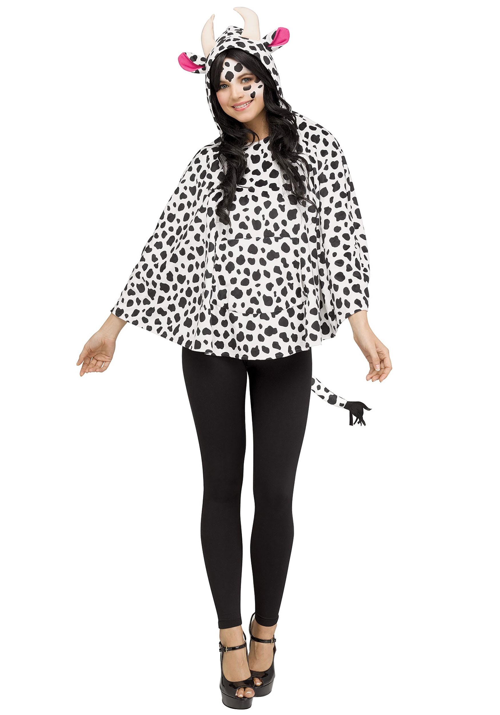Cow Hooded Womens Poncho