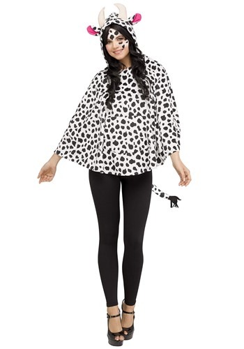 Womens Cow Hooded Poncho