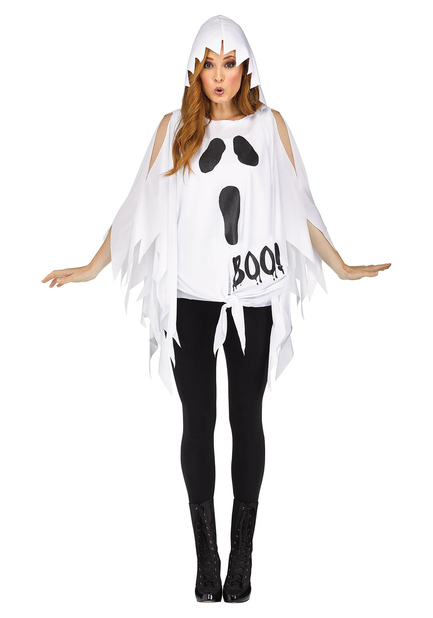 Glitter Ghost Poncho for Womens