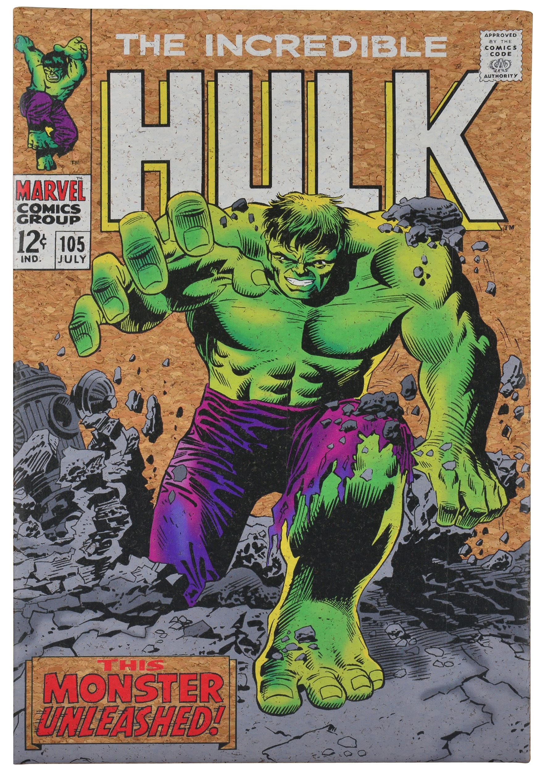 12" x 17.5" Marvel Incredible Hulk Corkboard Wall Art w/ Thumbtacks