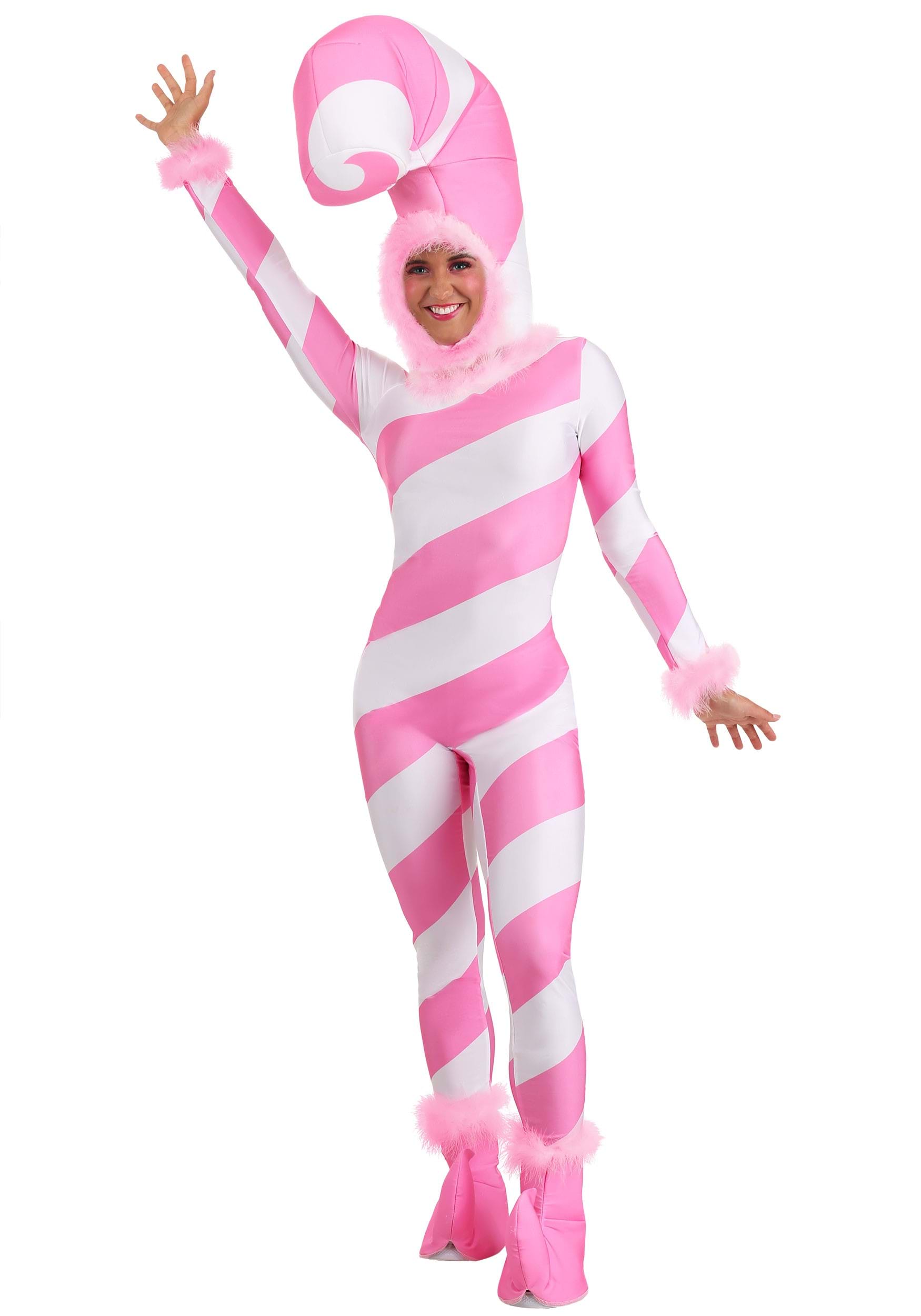Photos - Fancy Dress Candy FUN Costumes Pink  Cane Jumpsuit for Women Pink/White FUN0916AD 