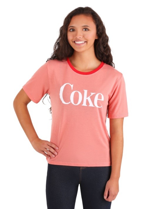 Juniors Enjoy Coke Red Contrast Neck Tee