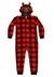 Boys Red Checkered Moose Hooded Blanket Sleeper
