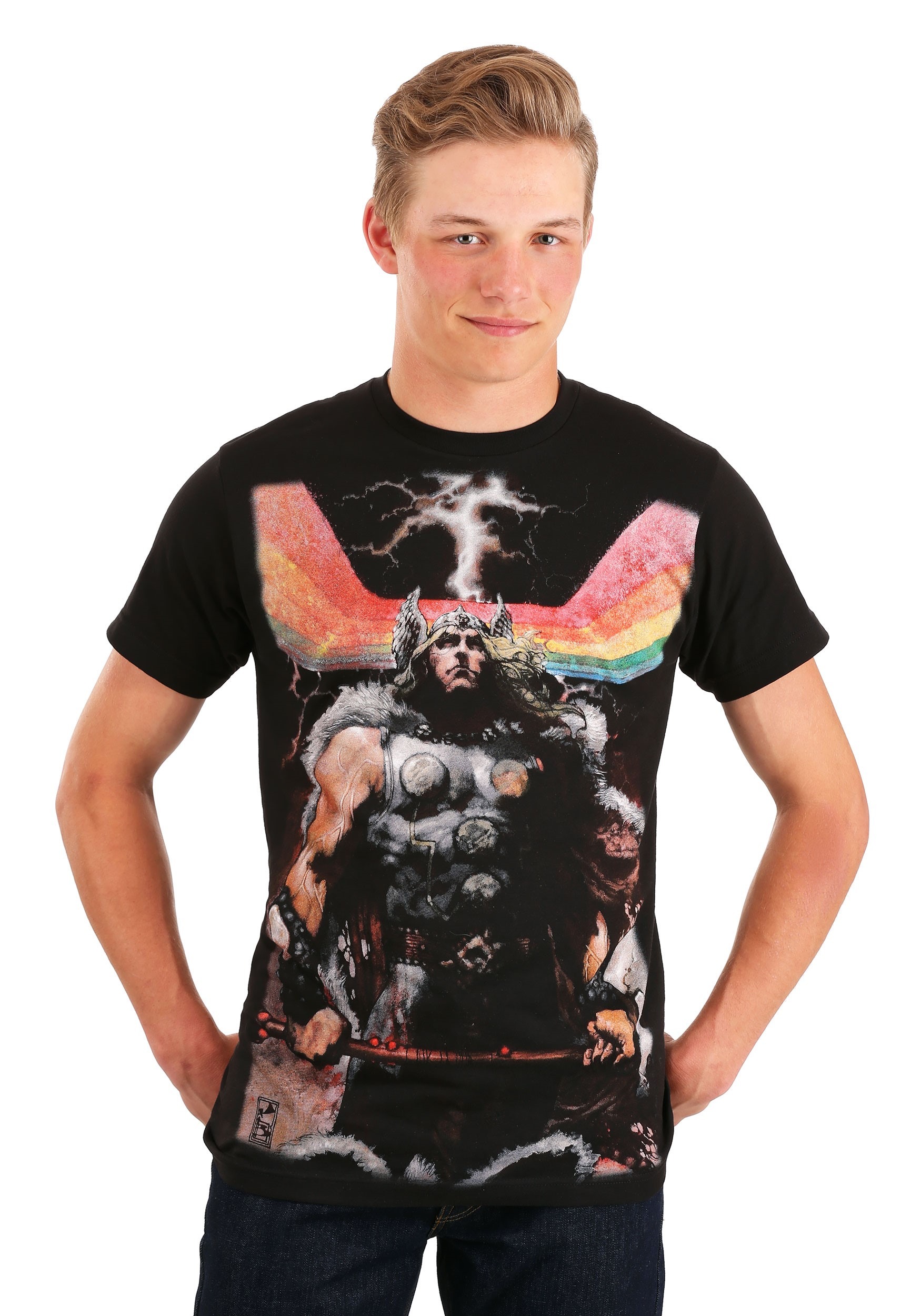 Rainbow Thor Mens Black T-Shirt