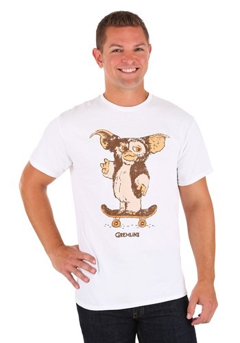 Gizmo Gremlins Skateboard White T Shirt