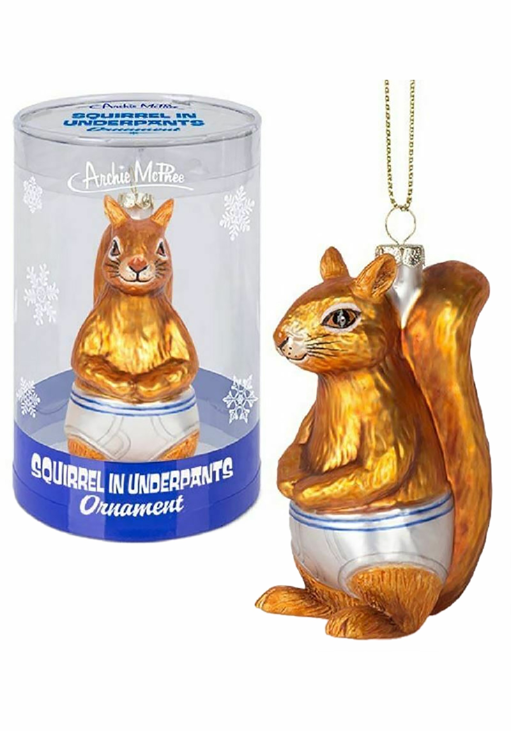 Glass Ornament Squirrel in Underpants