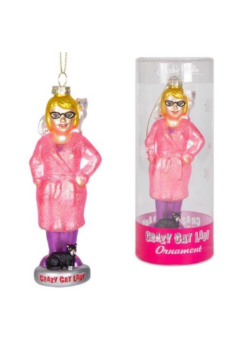 Crazy Cat Lady Glass Ornament