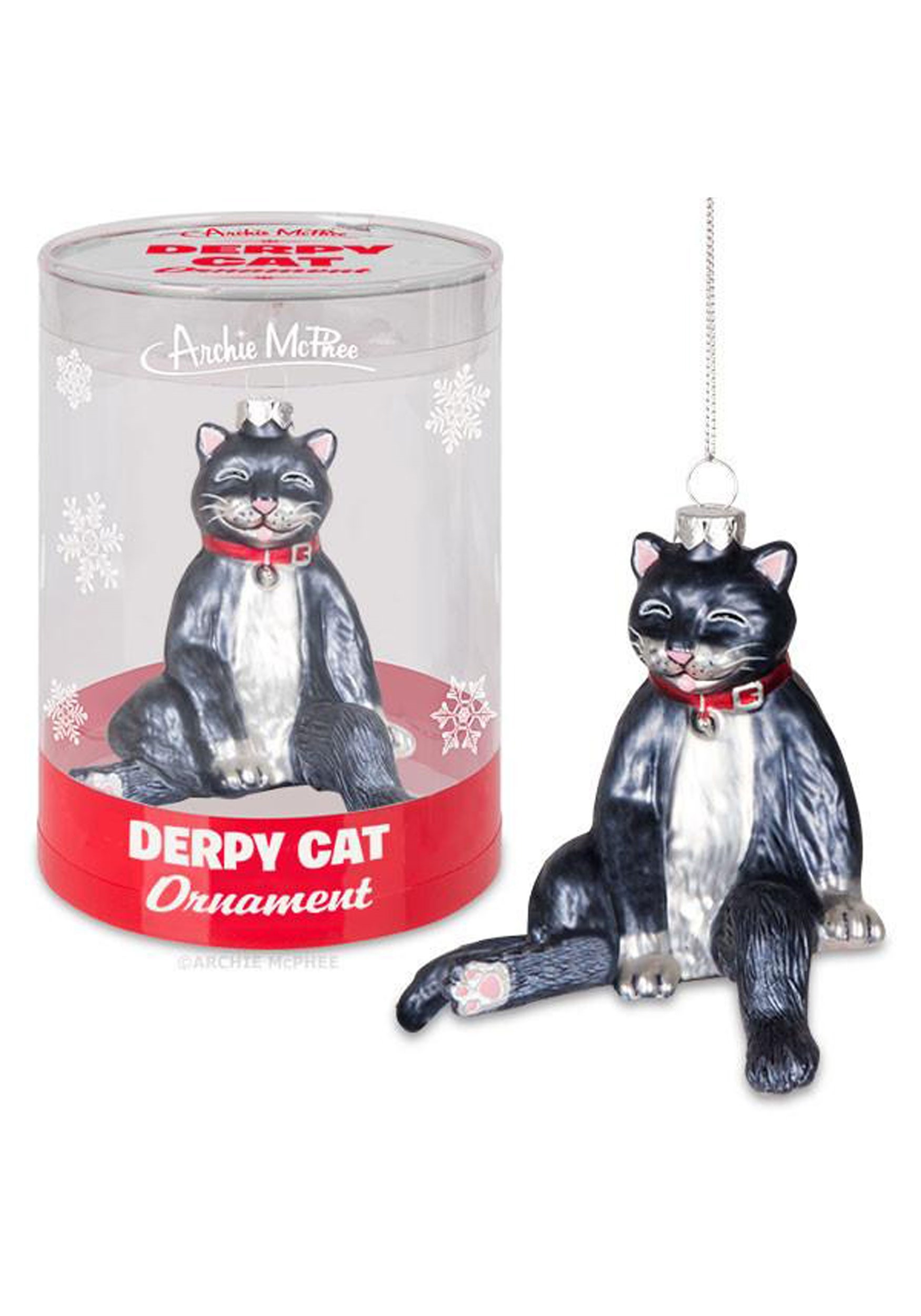 Derpy Cat Glass Ornament Accoutrements