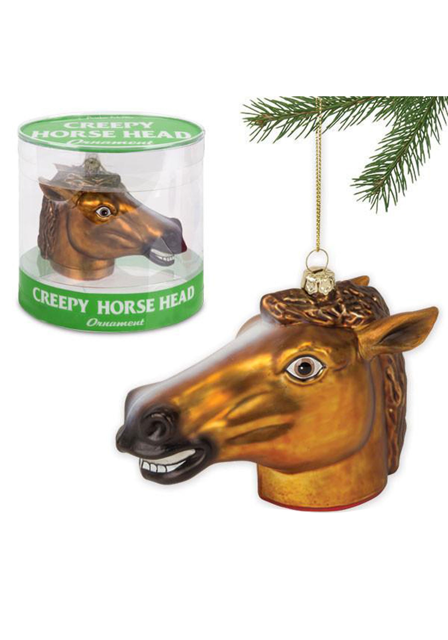 Creepy Horse Head 4.5" Glass Ornament
