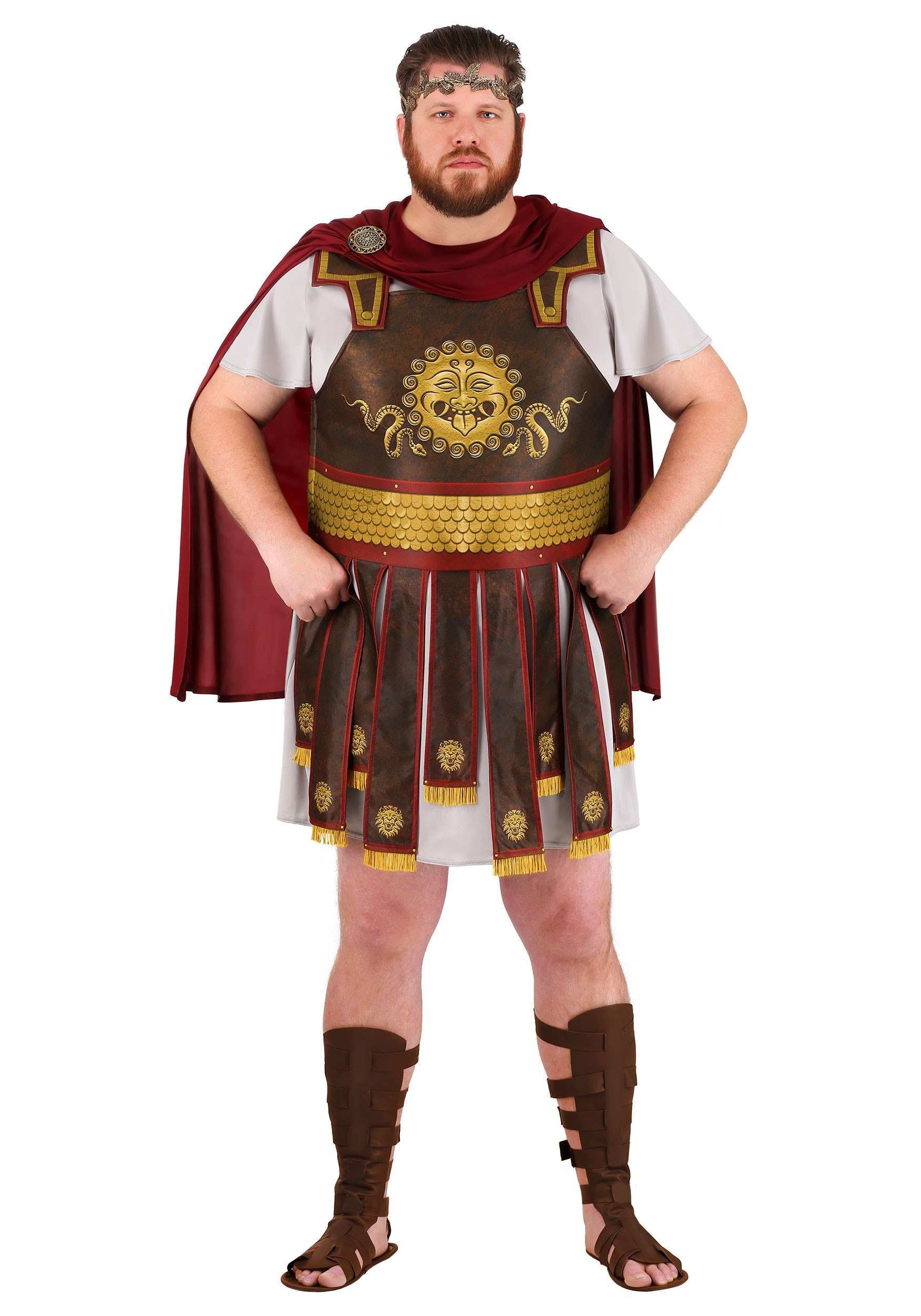Photos - Fancy Dress Roman FUN Wear Plus Size  Warrior Costume for Adults Brown/Red/Gray 