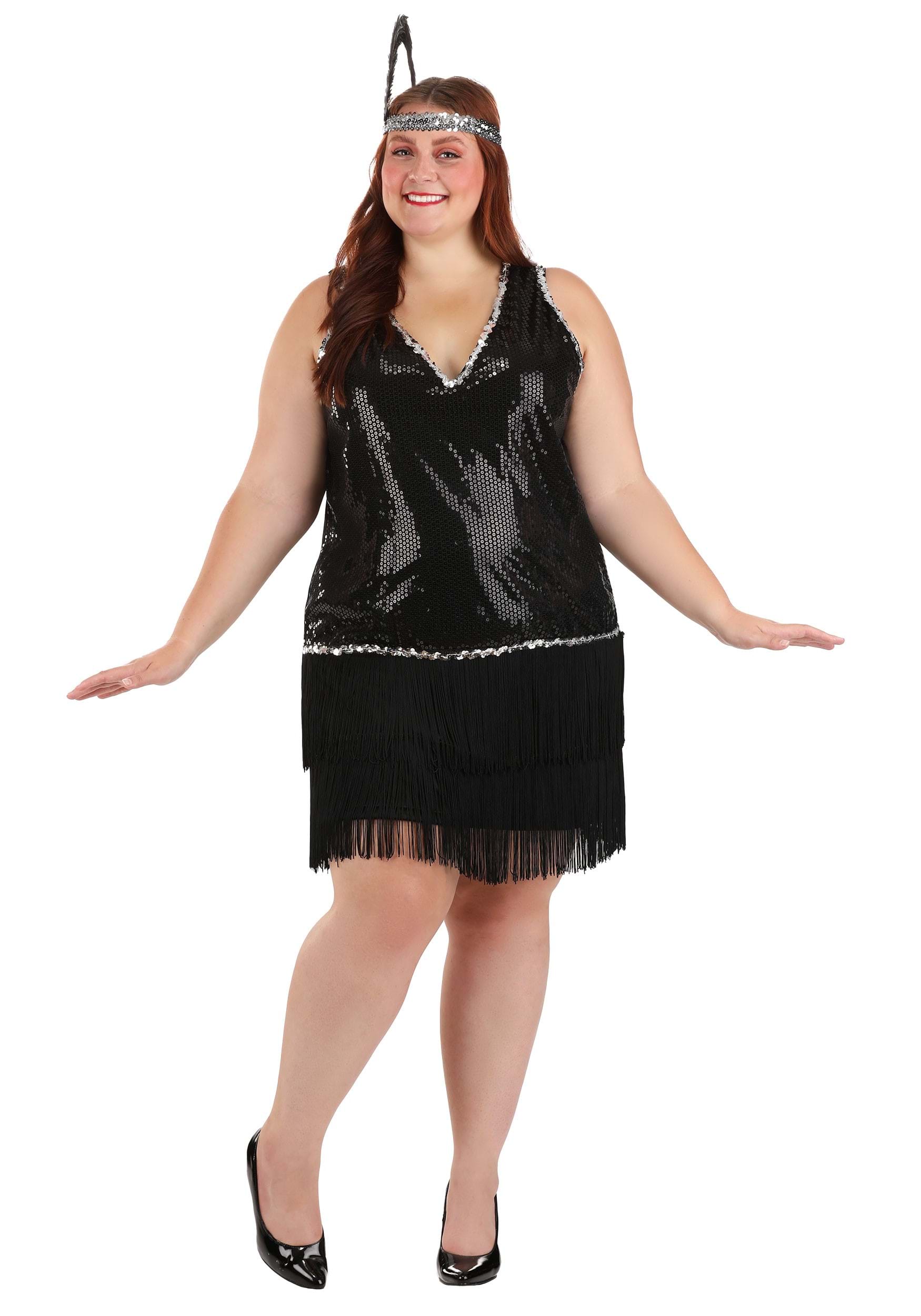 Photos - Fancy Dress ONYX FUN Costumes Plus Size Women's Flapper Costume Black/Gray FUN0928PL 