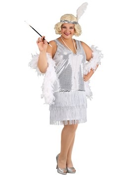 Plus Size Womens Crystal Flapper Costume