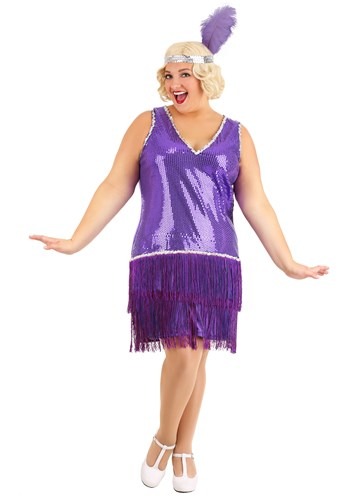 Women's Plus Size Purple Flapper Costume