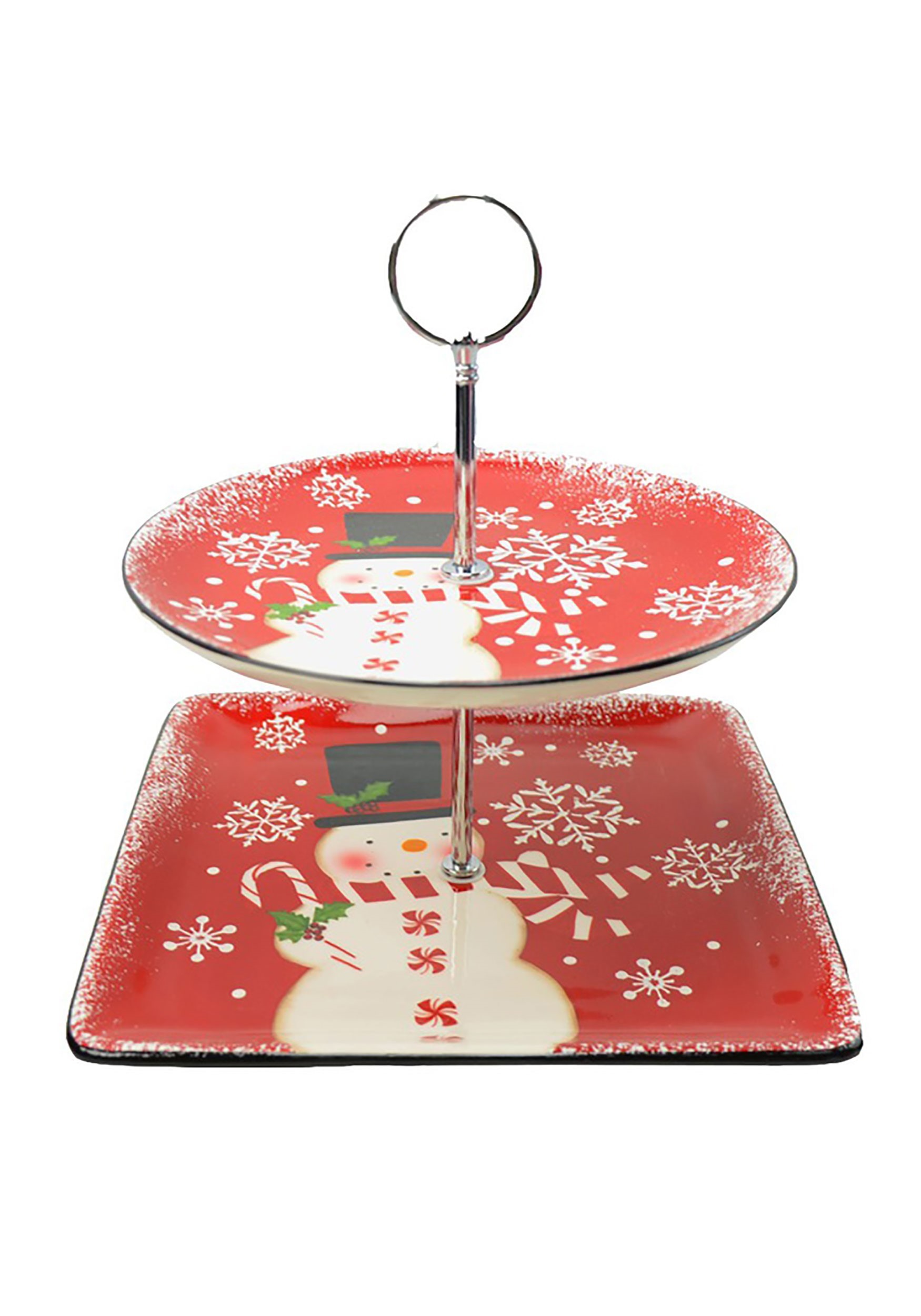 Two-Tier Snowman Serving Tray