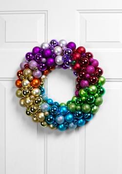 15 Rainbow Colors Christmas Ball Wreath