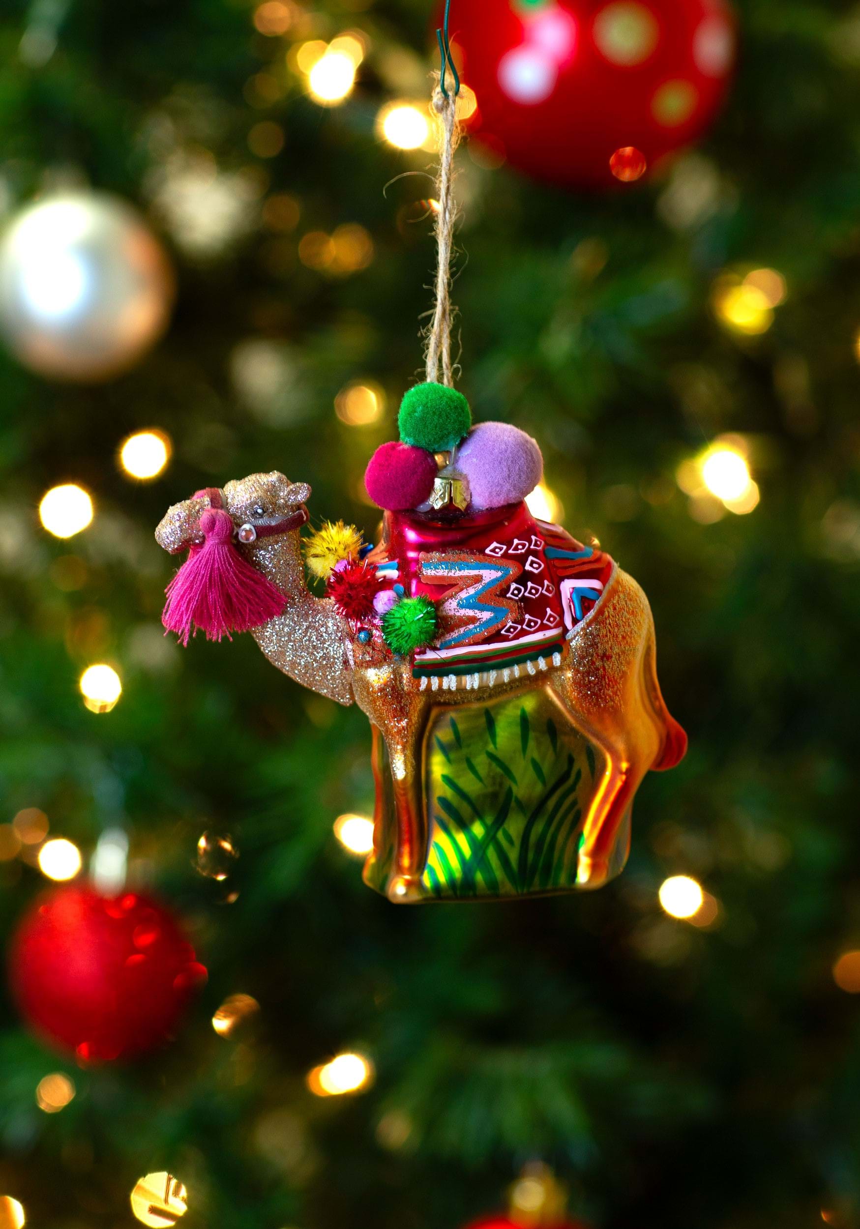 Glass Camel Christmas Ornament